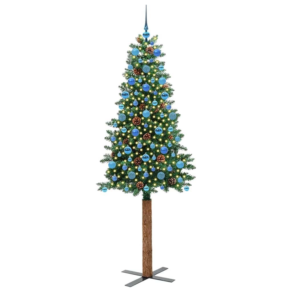 Szczupła Choinka Zielony 210 cm PVC i lite drewno sosnowe
