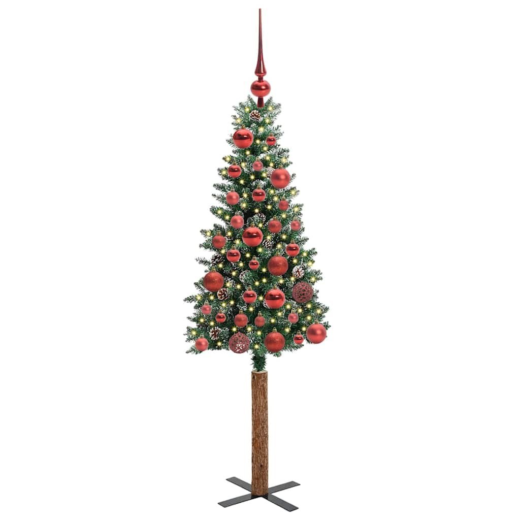 Szczupła Choinka Zielony 150 cm PVC i lite drewno sosnowe