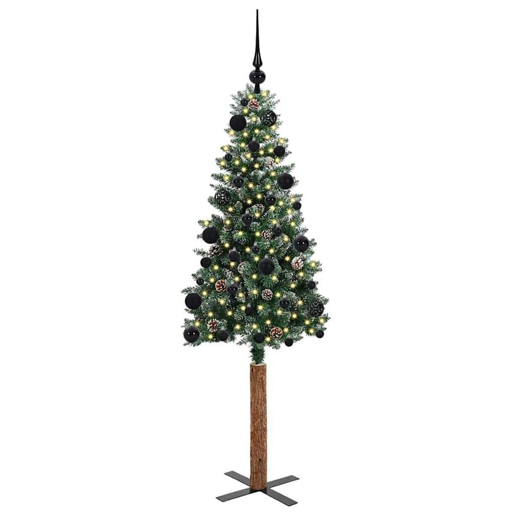 Szczupła Choinka Zielony 150 cm PVC i lite drewno sosnowe