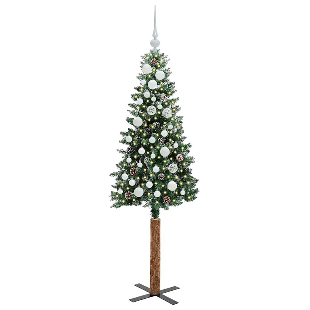 Szczupła Choinka Zielony 150 cm PVC i lite drewno sosnowe