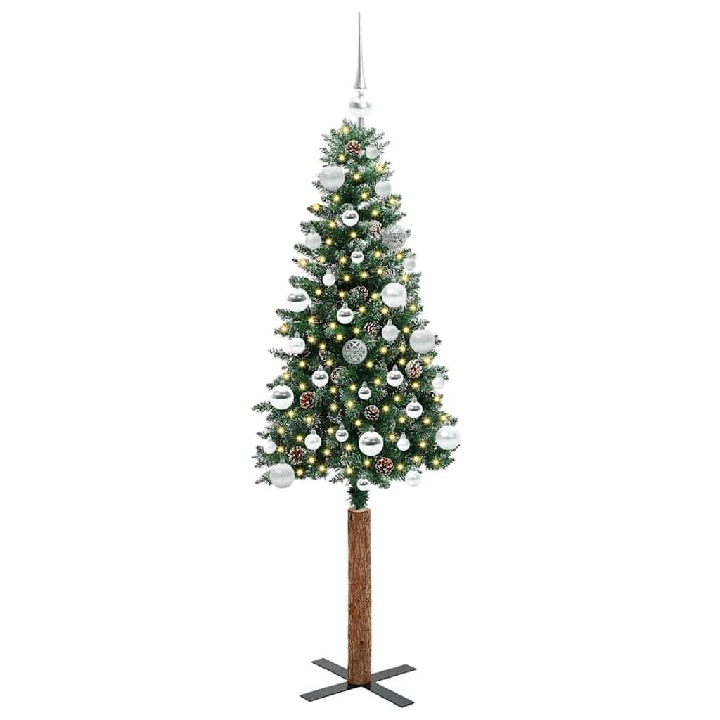 Szczupła Choinka Zielony 150 cm PVC i lite drewno sosnowe