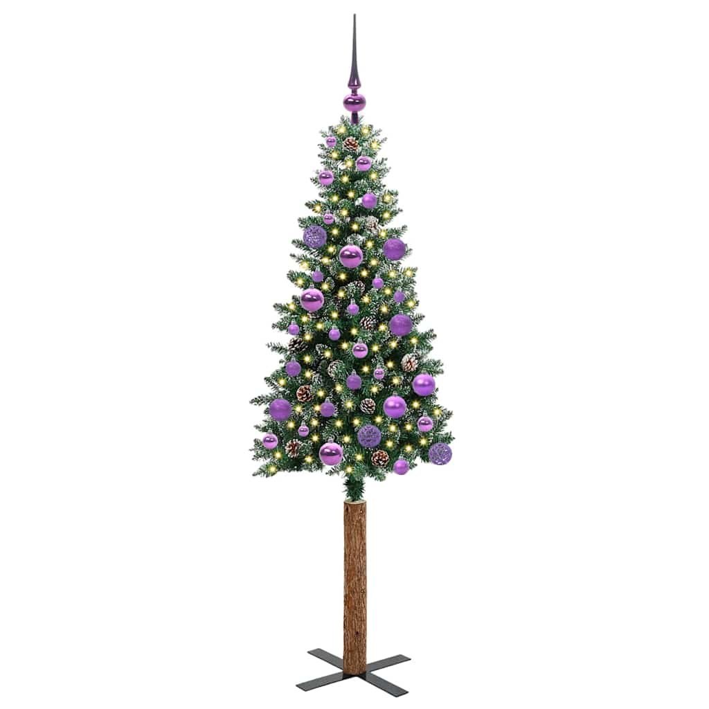 Szczupła Choinka Zielony 150 cm PVC i lite drewno sosnowe