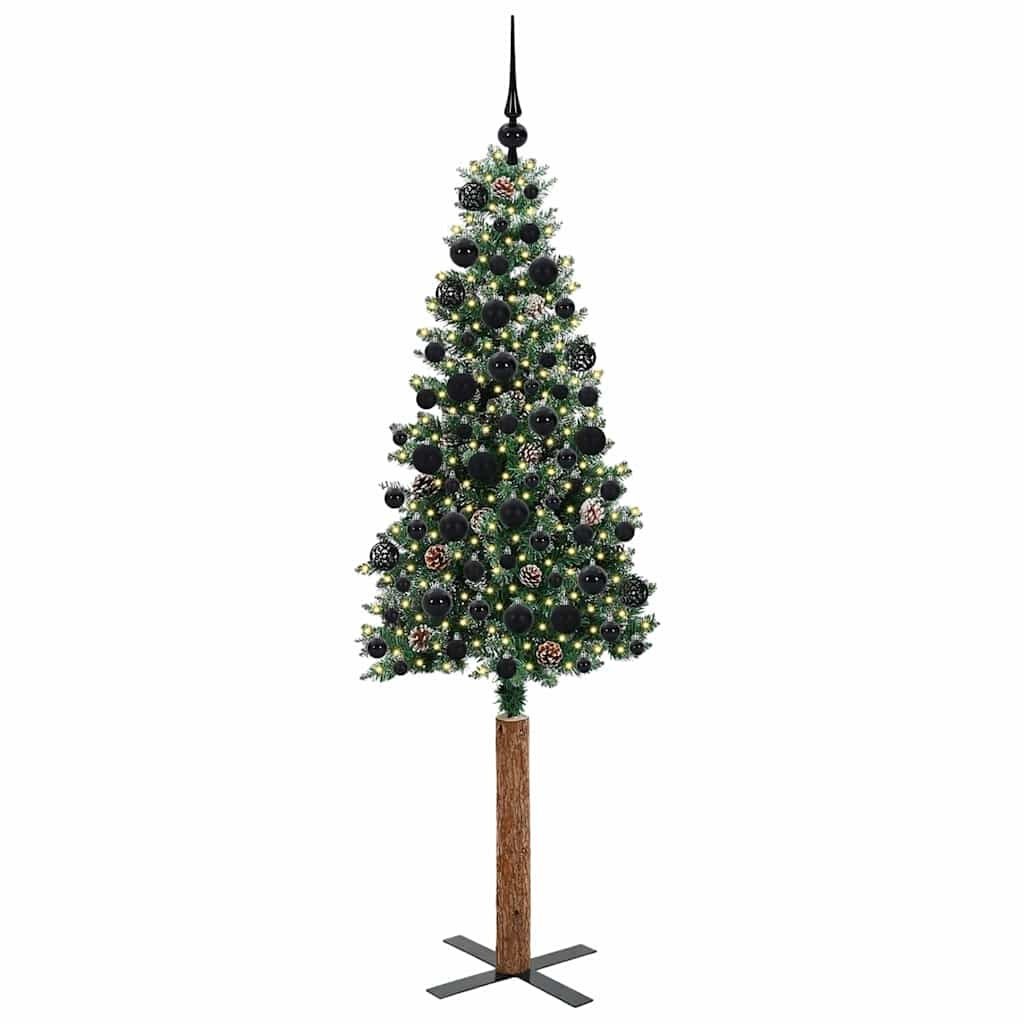 Szczupła Choinka Zielony 180 cm PVC i lite drewno sosnowe