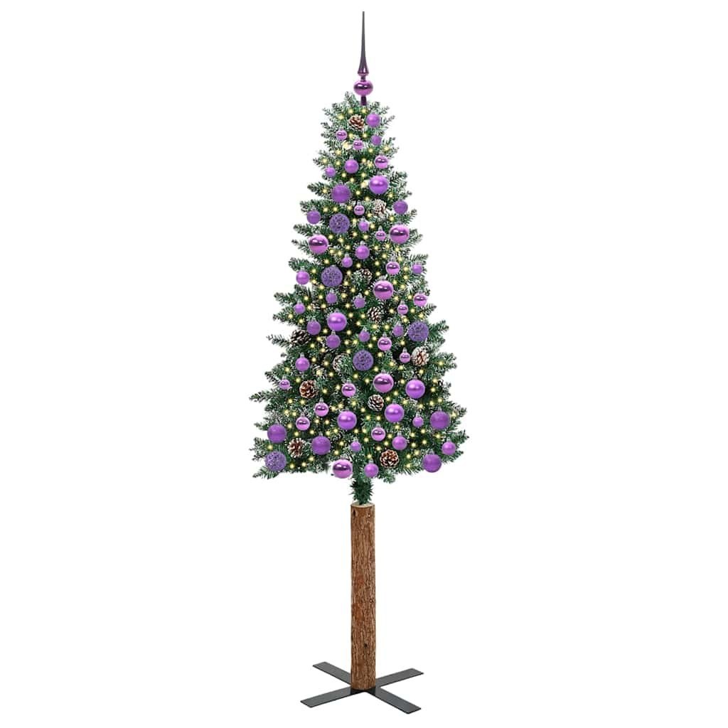 Szczupła Choinka Zielony 180 cm PVC i lite drewno sosnowe