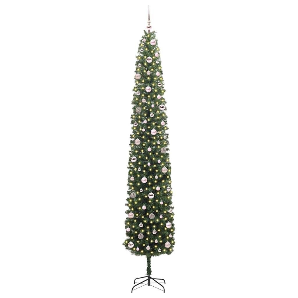 Sztuczna choinka z podstawą Zielony 270 cm PVC, stal i plastik