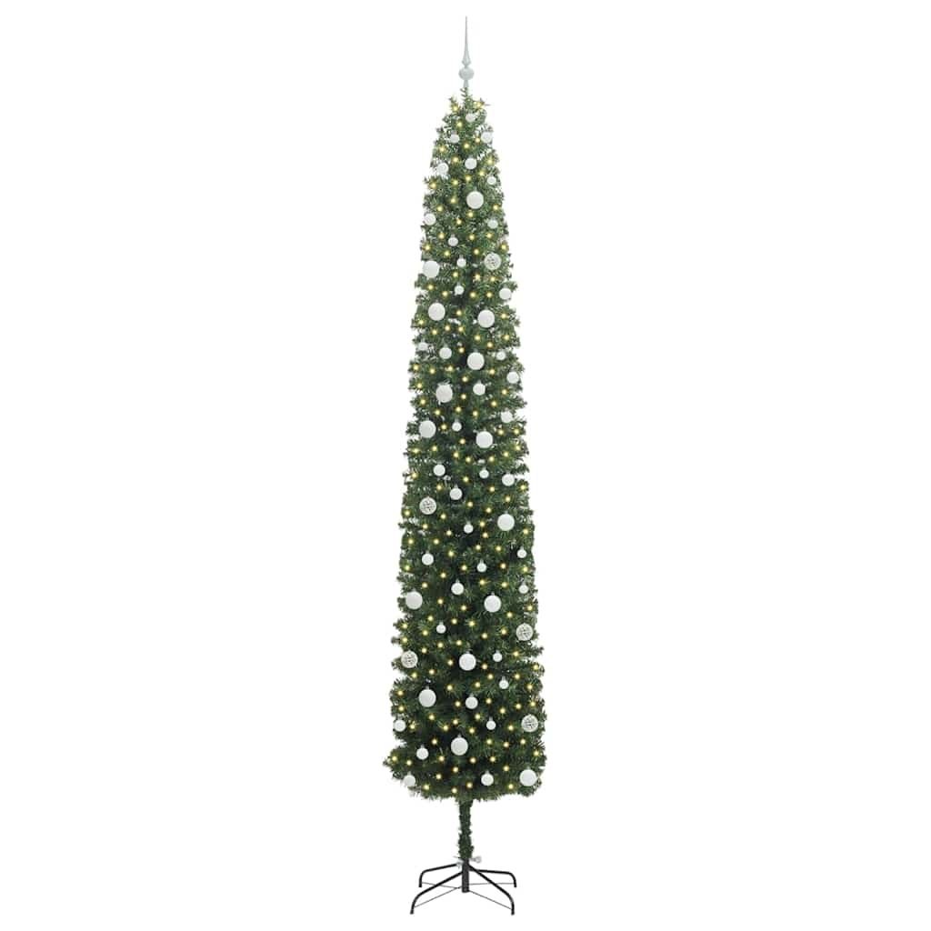 Sztuczna choinka z podstawą Zielony 270 cm PVC, stal i plastik