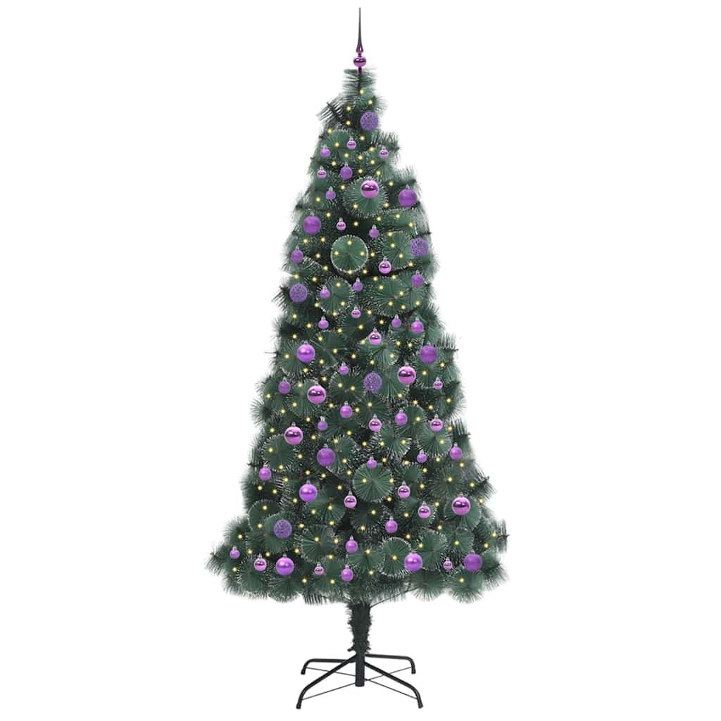 Sztuczna Choinka LED z Zestawem Bombek Zielony 240 cm PET