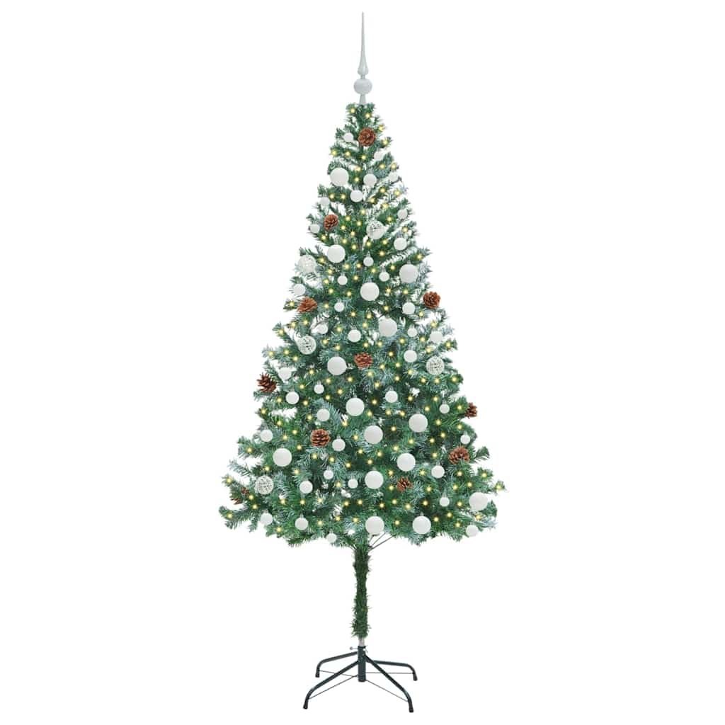 Sztuczna choinka z 300 diodami LED Zielony 180 cm PVC i stal