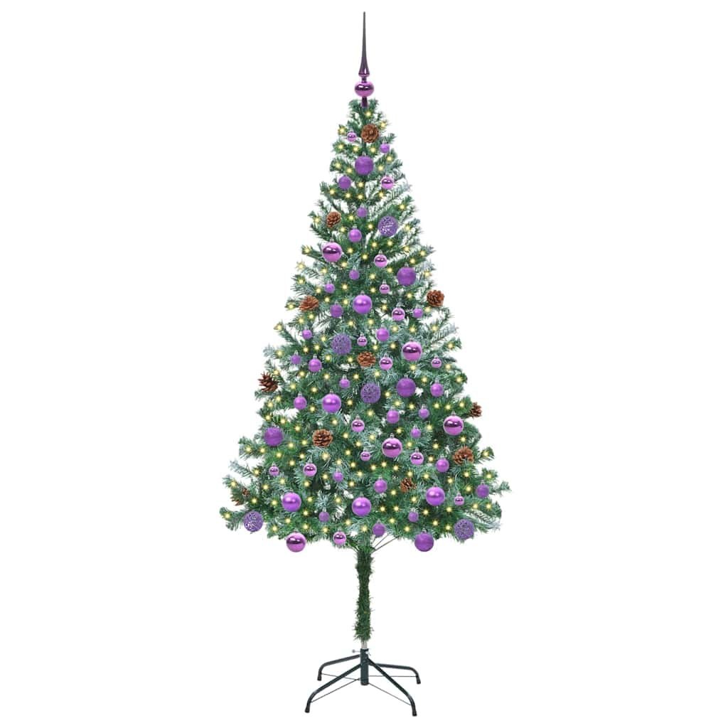 Sztuczna choinka z 300 diodami LED Zielony 180 cm PVC i stal