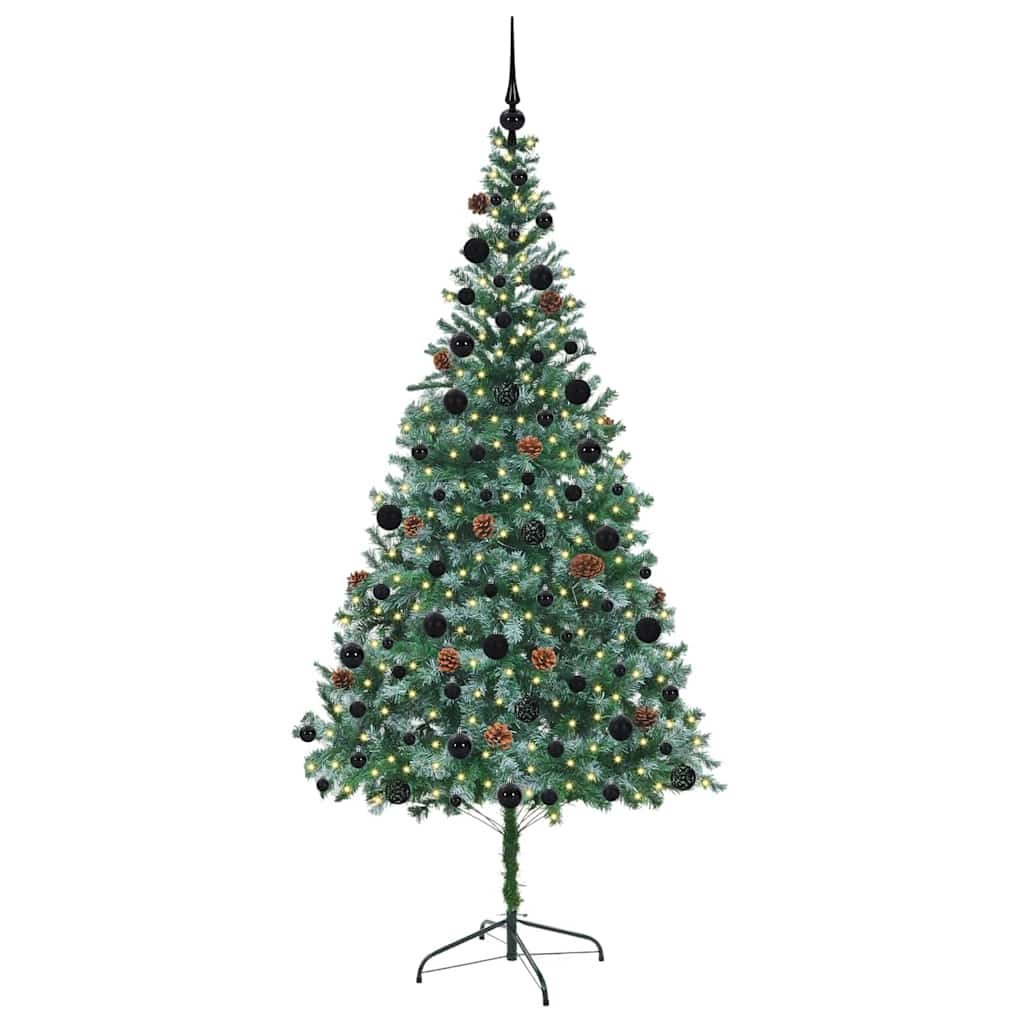 Sztuczna choinka z 300 diodami LED Zielony 210 cm PVC i stal