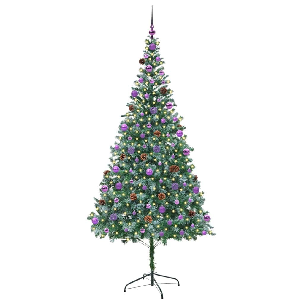 Sztuczna choinka z 300 diodami LED Zielony 210 cm PVC i stal