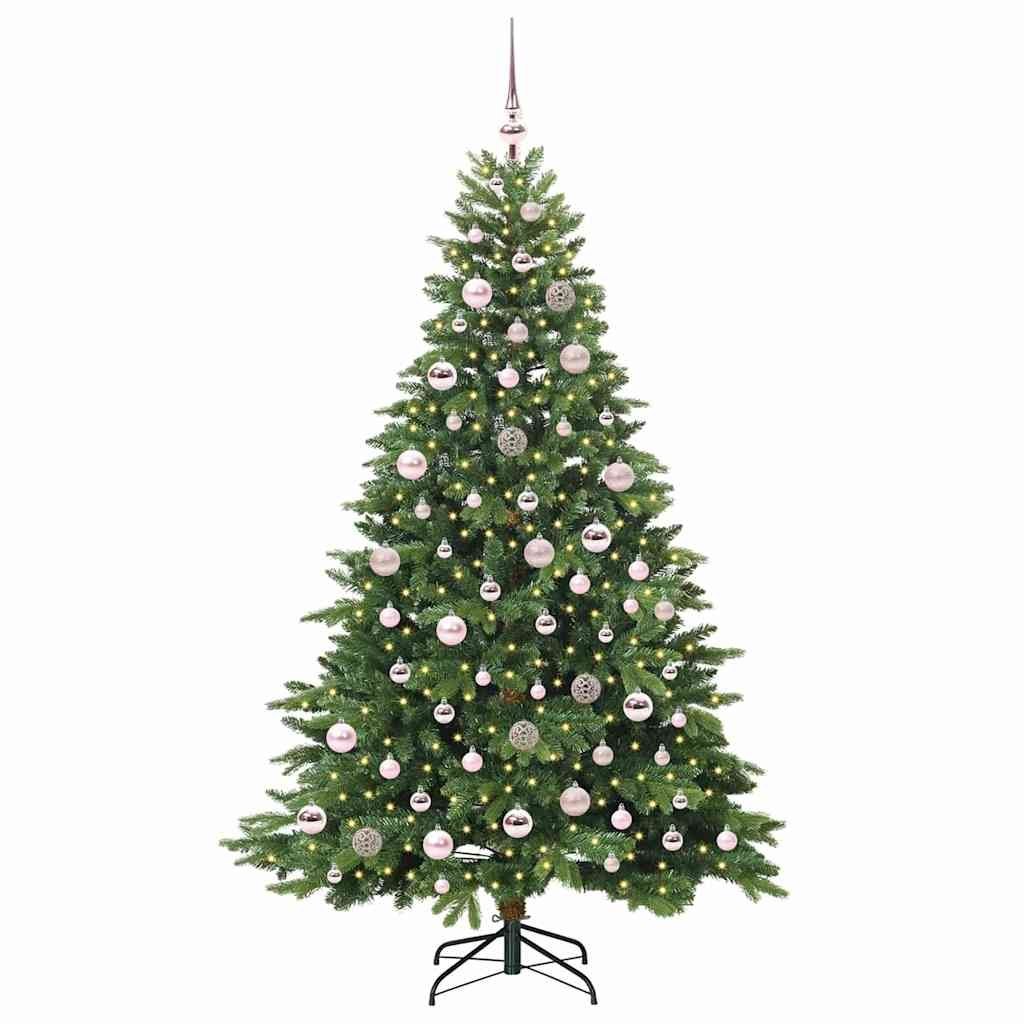 Sztuczna choinka z 300 diodami LED Zielony 180 cm PE i PVC