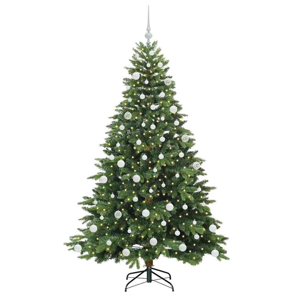 Sztuczna choinka z 300 diodami LED Zielony 180 cm PE i PVC