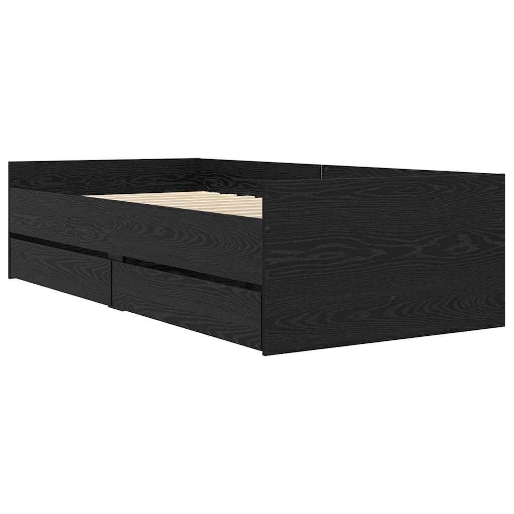 Ramka łóżka Czarny Dąb 100 x 200 cm Lite drewno sosnowe