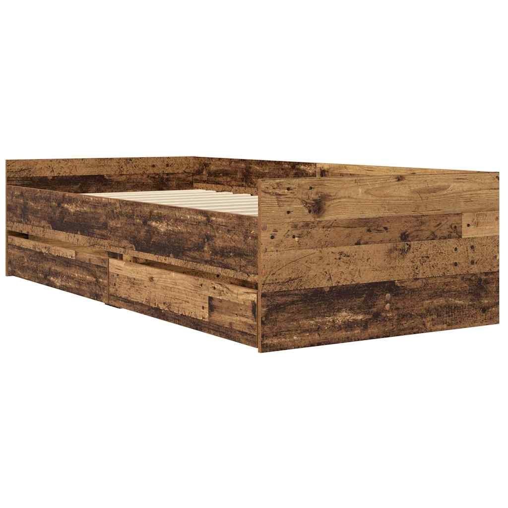 Ramka łóżka Stare drewno 90 x 200 cm Lite drewno sosnowe