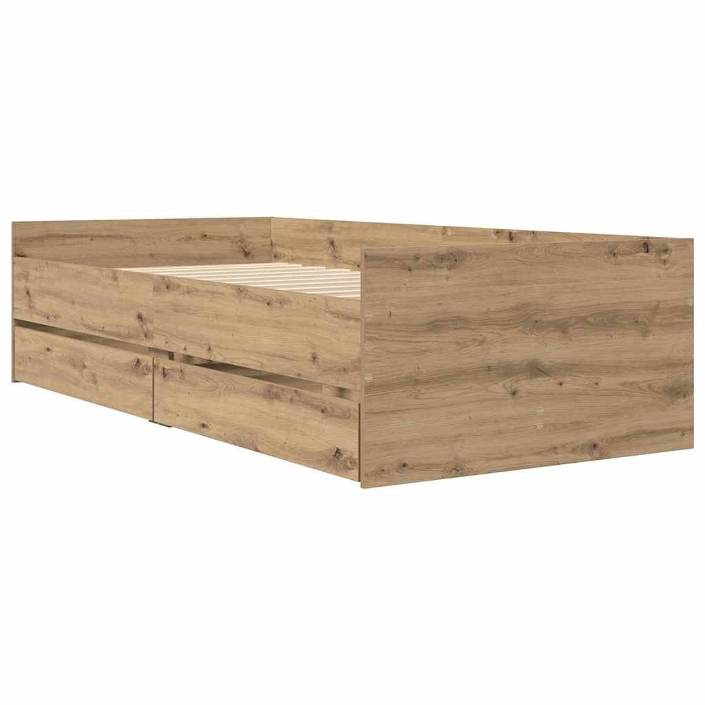 Ramka łóżka Dąb rzemieślniczy 90 x 190 cm Lite drewno sosnowe
