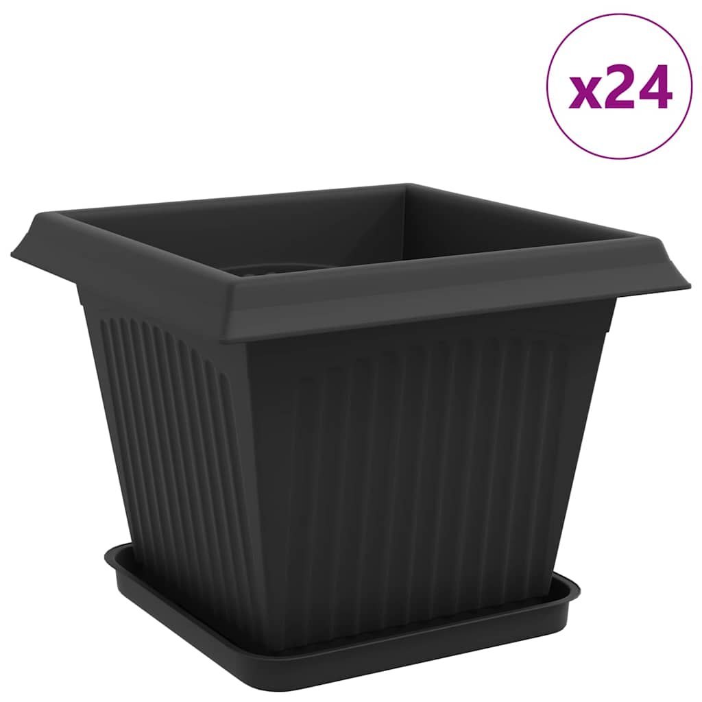 Doniczki 24 szt. Czarny Z tworzywa sztucznego