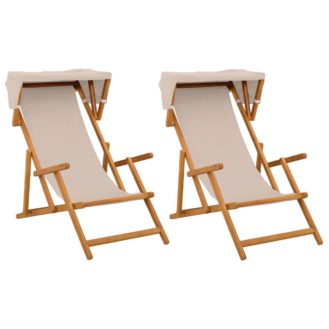 Fotel ogrodowy 2 pcs 3 Pozycja Lite Drewno Eukaliptusowe Beżowy
