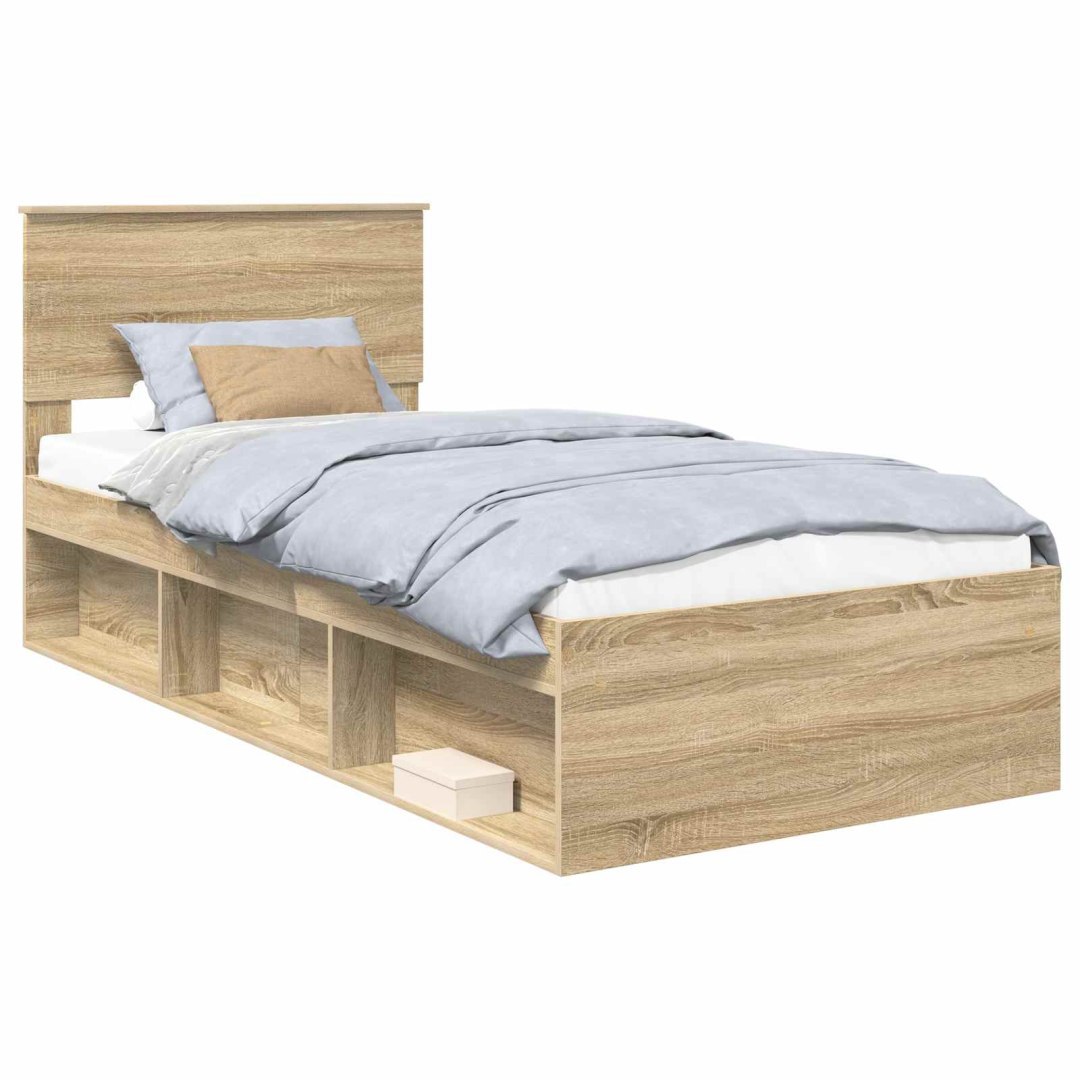 Ramka łóżka Dąb Sonoma 75 x 190 cm Drewno inżynieryjne