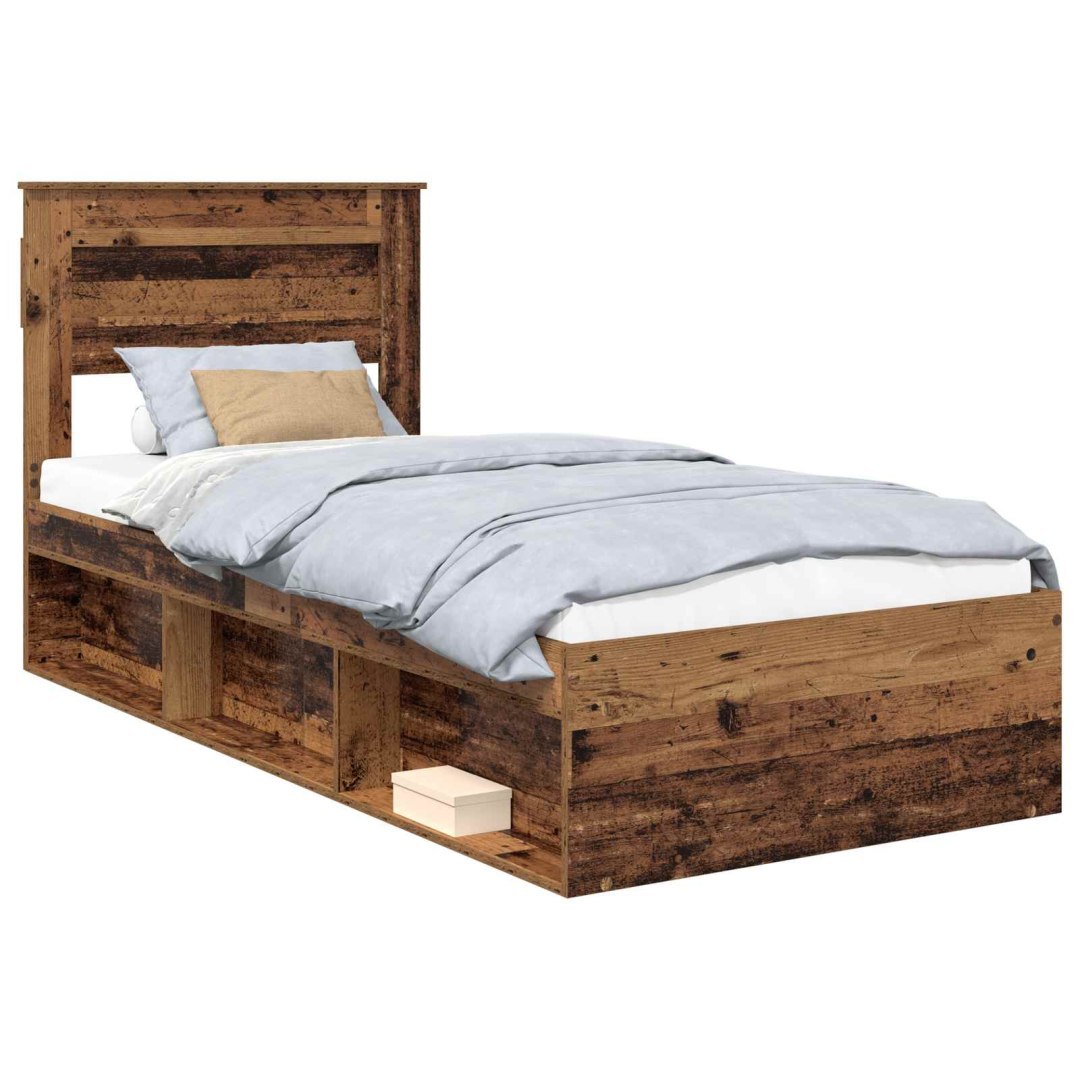 Ramka łóżka Stare drewno 90 x 190 cm Lite drewno sosnowe