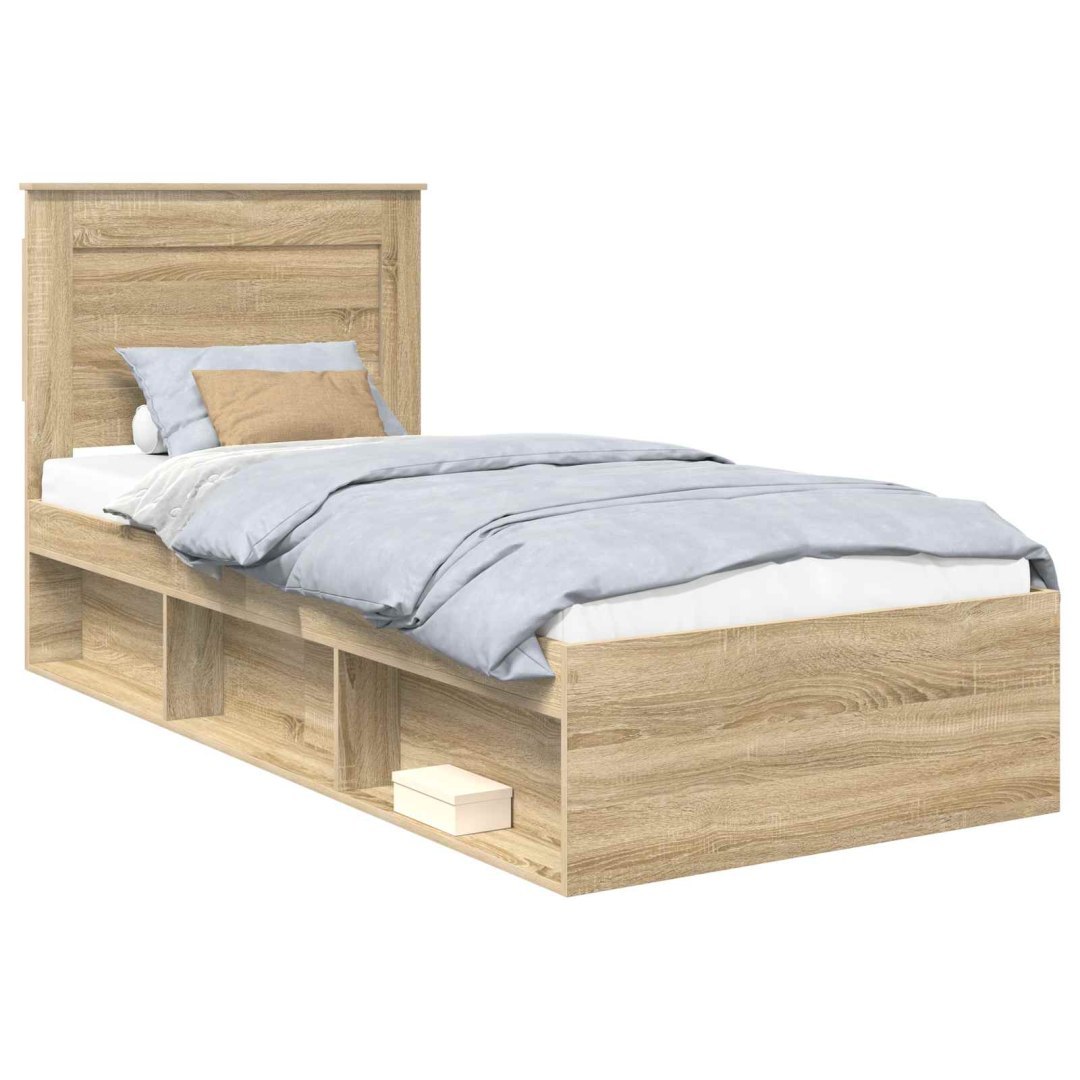 Ramka łóżka Gładki Dąb Sonoma 75 x 190 cm Lite drewno sosnowe