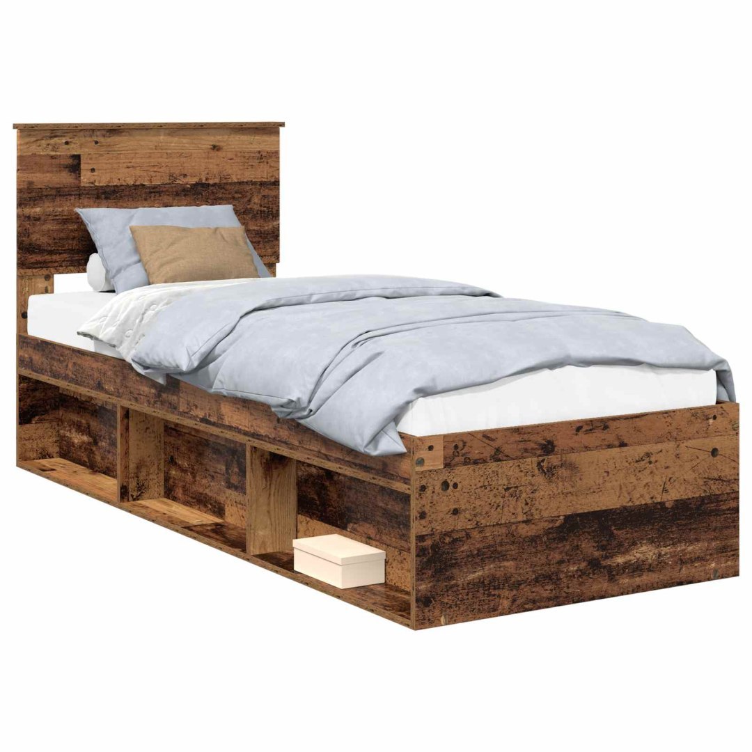 Ramka łóżka Stare drewno 75 x 190 cm Lite drewno sosnowe