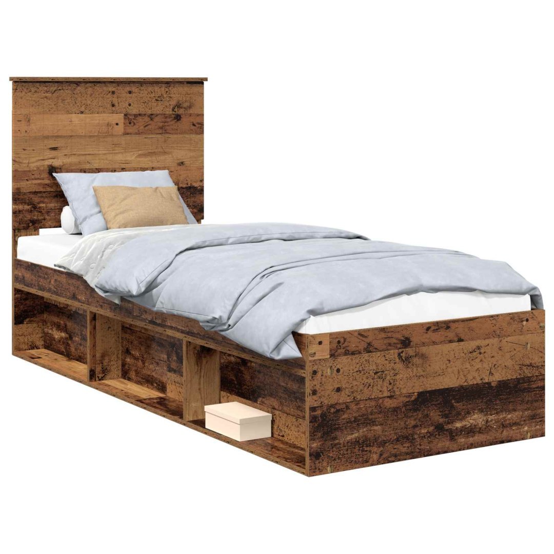 Ramka łóżka Stare drewno 75 x 190 cm Lite drewno sosnowe