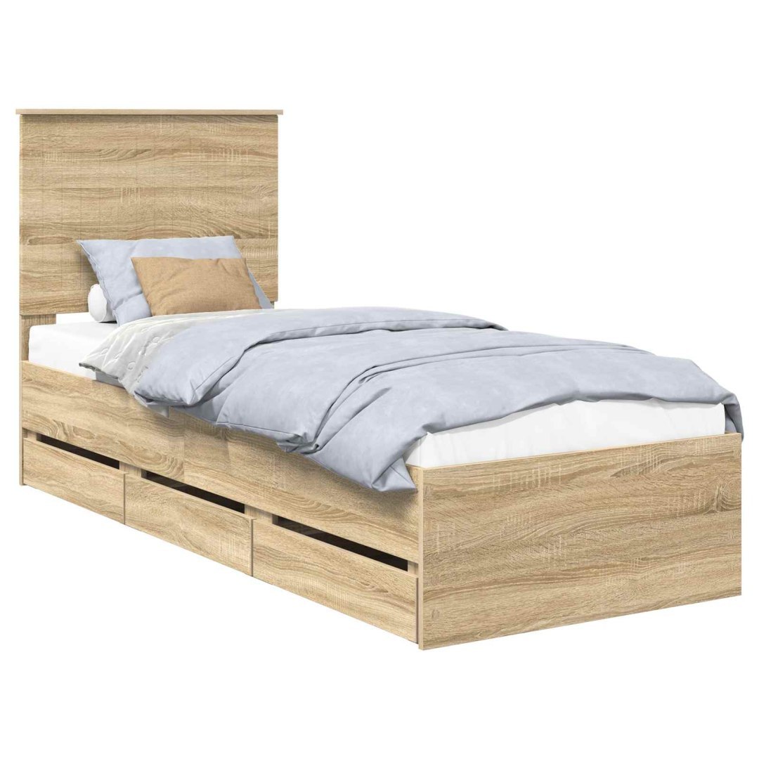 Ramka łóżka Dąb Sonoma 75 x 190 cm Drewno inżynieryjne