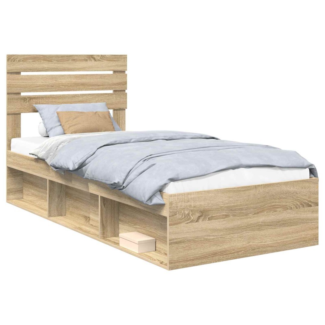 Ramka łóżka dąb Sonoma 90 x 190 cm Lite drewno sosnowe