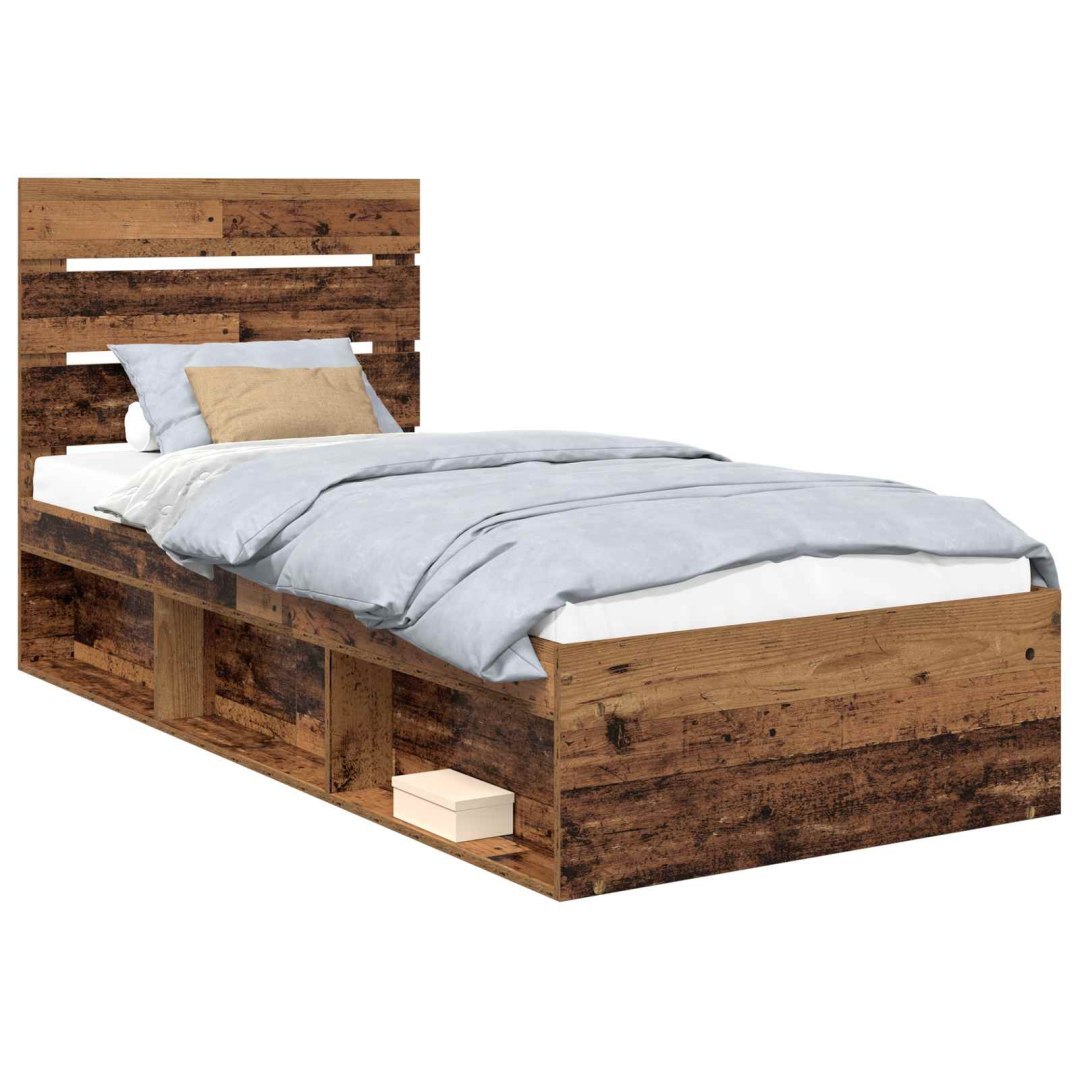 Ramka łóżka Stare drewno 75 x 190 cm Lite drewno sosnowe