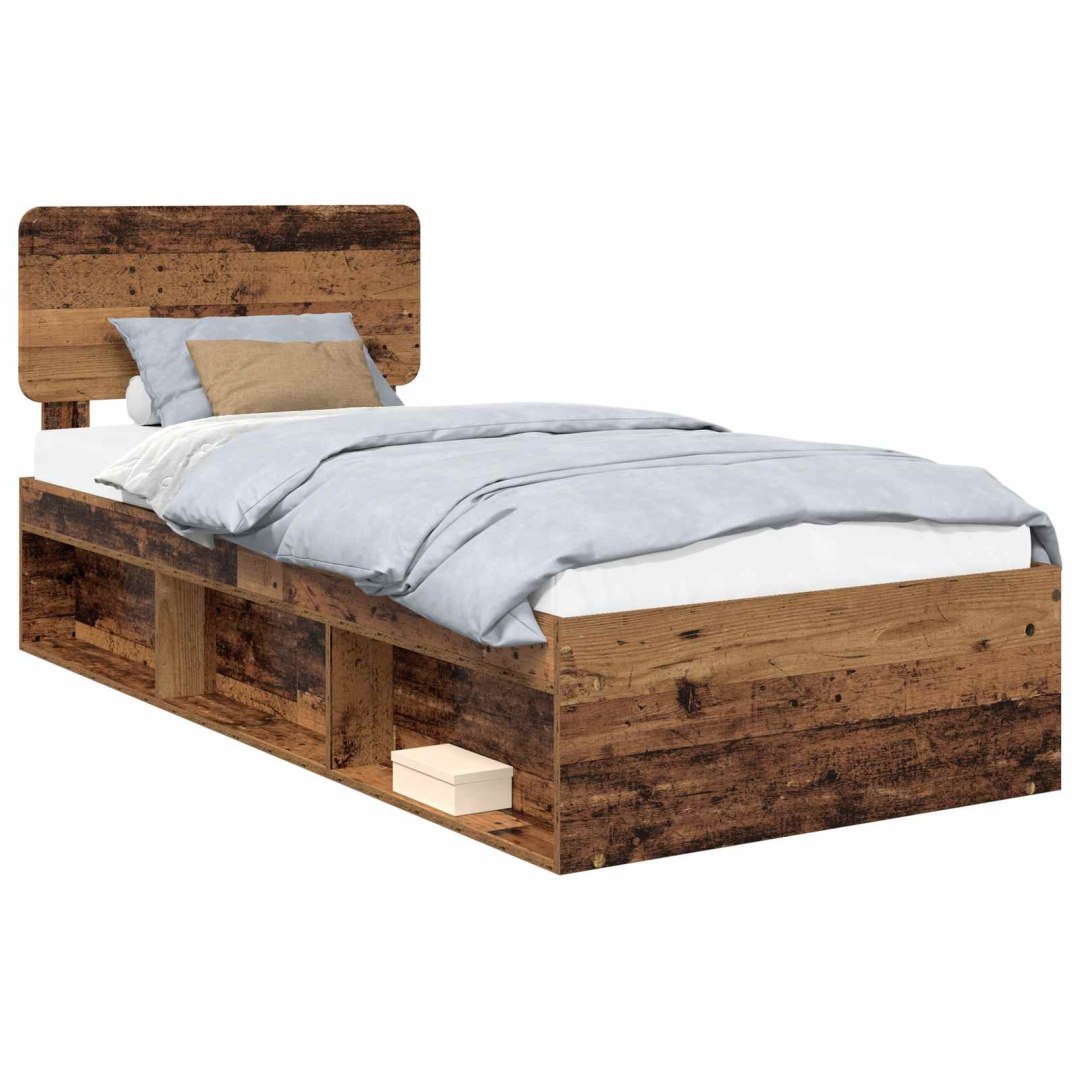 Ramka łóżka Stare drewno 100 x 200 cm Lite drewno sosnowe