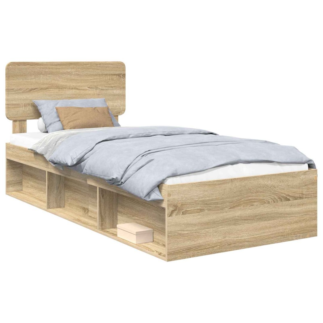 Ramka łóżka dąb Sonoma 90 x 190 cm Lite drewno sosnowe