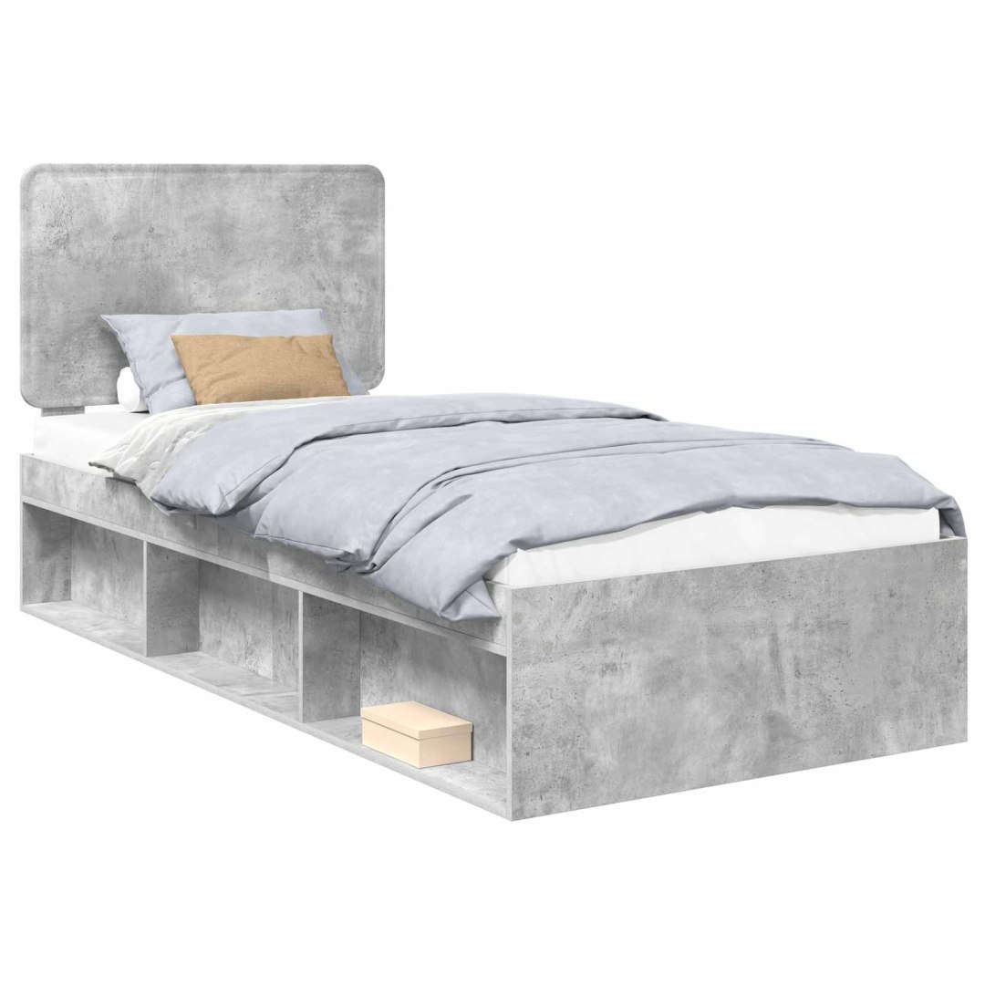 Ramka łóżka Szary beton 90 x 190 cm Lite drewno sosnowe
