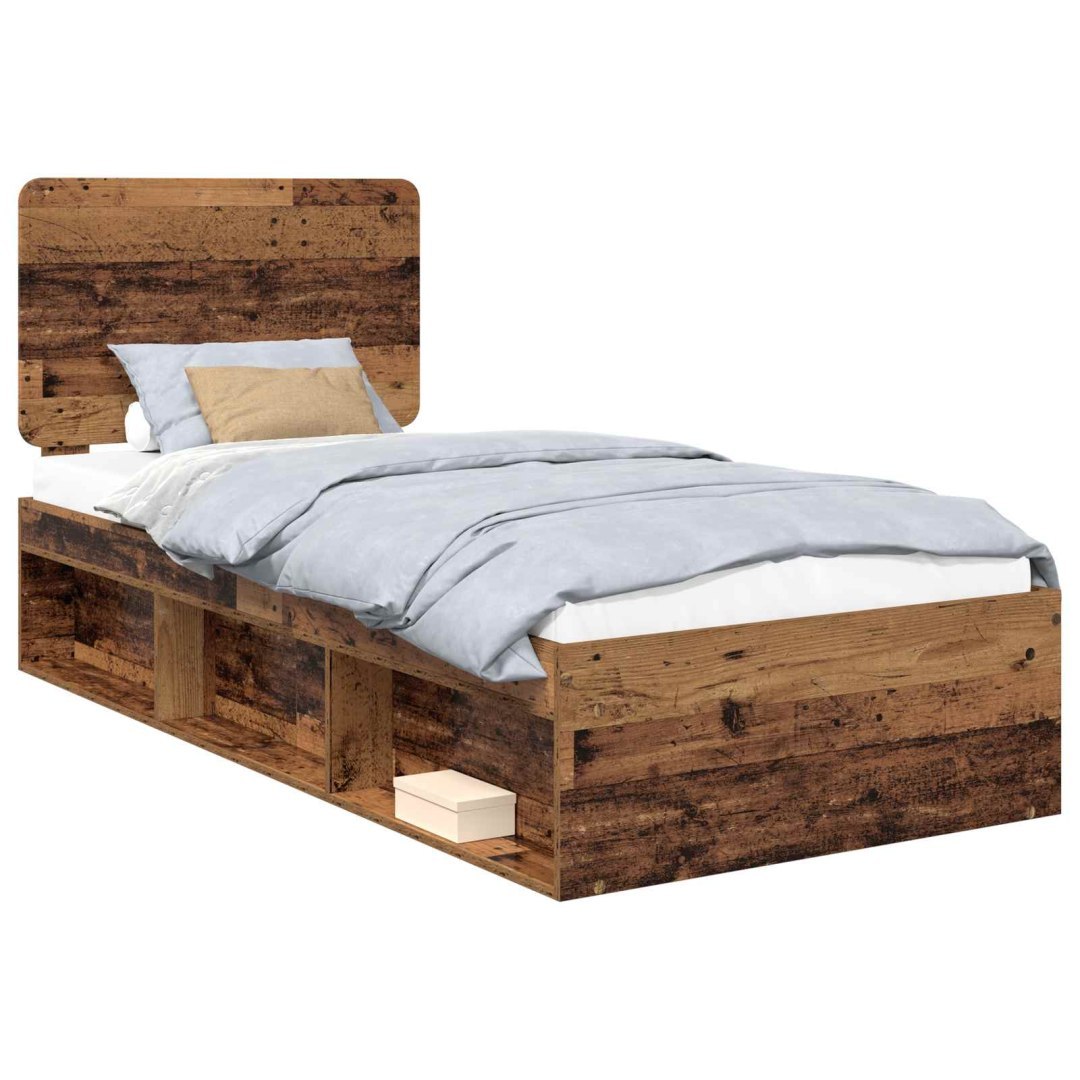 Ramka łóżka Stare drewno 75 x 190 cm Lite drewno sosnowe