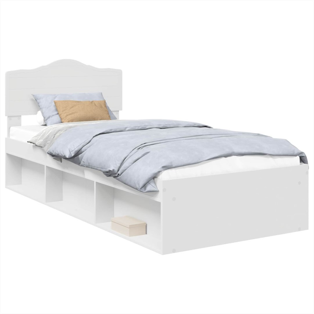 Ramka łóżka Z zagłówkiem Biały 75 x 190 cm Lite drewno sosnowe