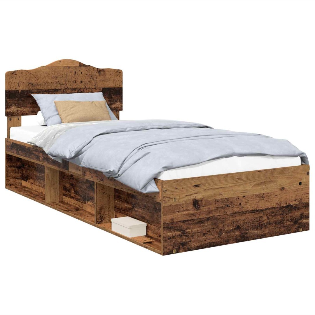 Ramka łóżka Stare drewno 75 x 190 cm Lite drewno sosnowe