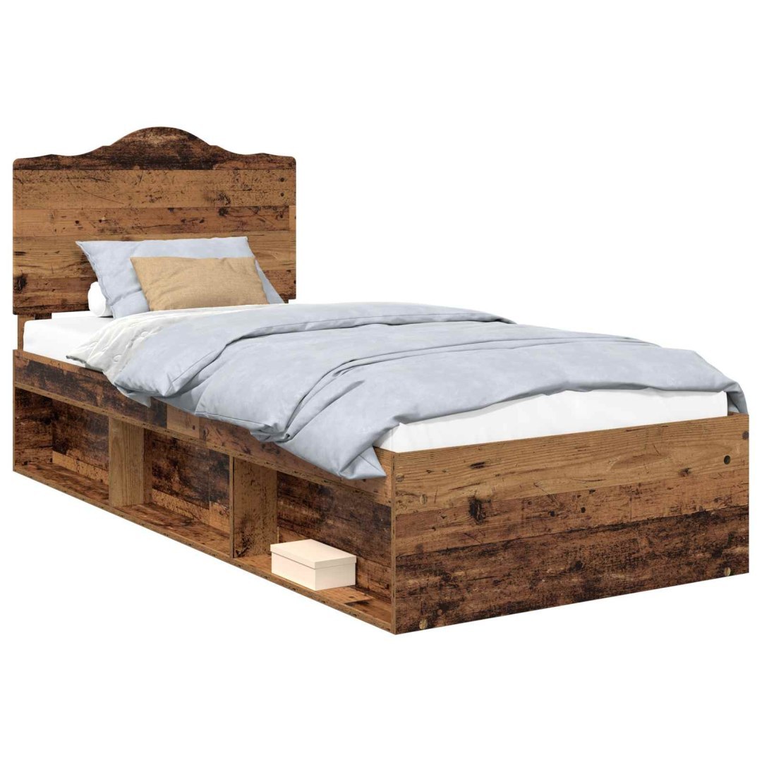 Ramka łóżka Stare drewno 75 x 190 cm Lite drewno sosnowe
