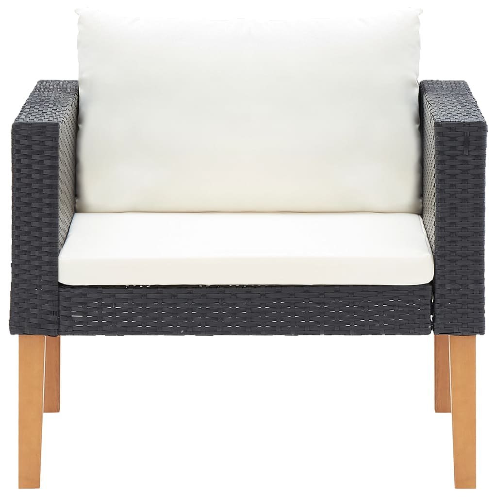 Pojedyncza sofa ogrodowa z poduszkami, rattan PE, czarny Lumarko!