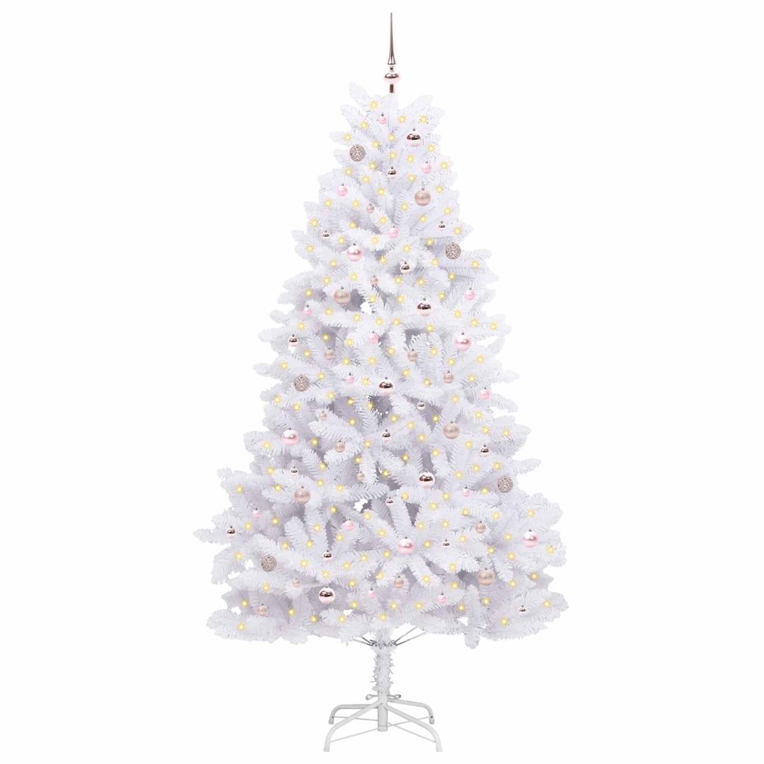 Sztuczna choinka z zawiasami Biały 240 cm PVC i stal