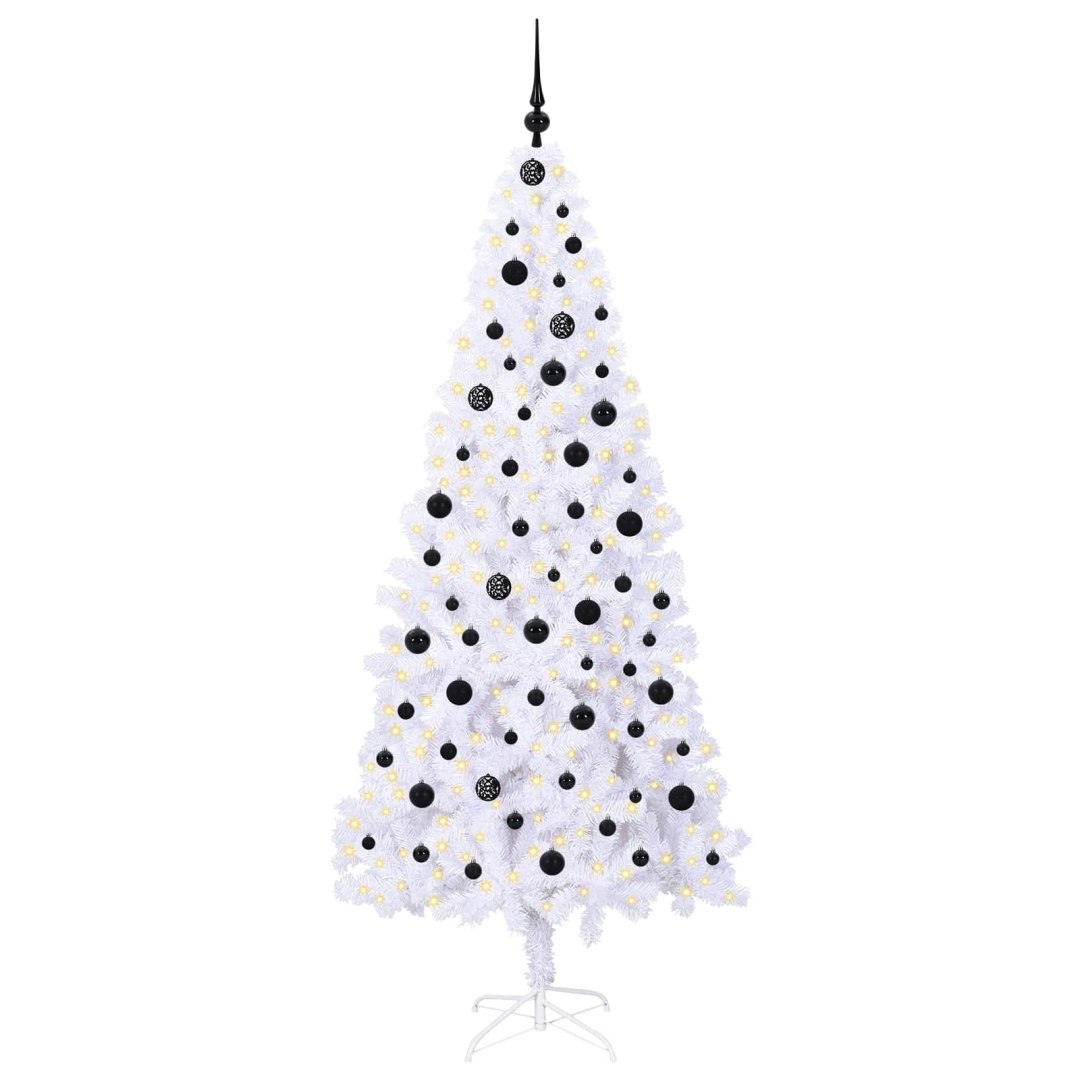 Sztuczna choinka z 300 diodami LED Biały 210 cm PVC i stal
