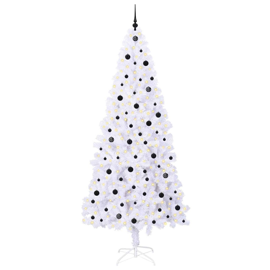 Sztuczna choinka z 300 diodami LED Biały 240 cm PVC i stal