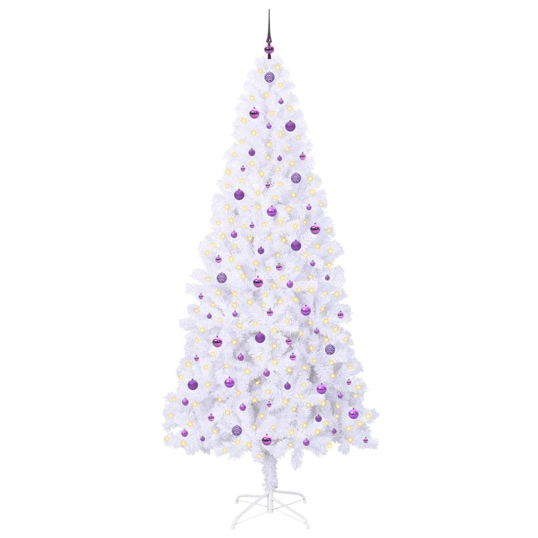 Sztuczna choinka z 300 diodami LED Biały 240 cm PVC i stal