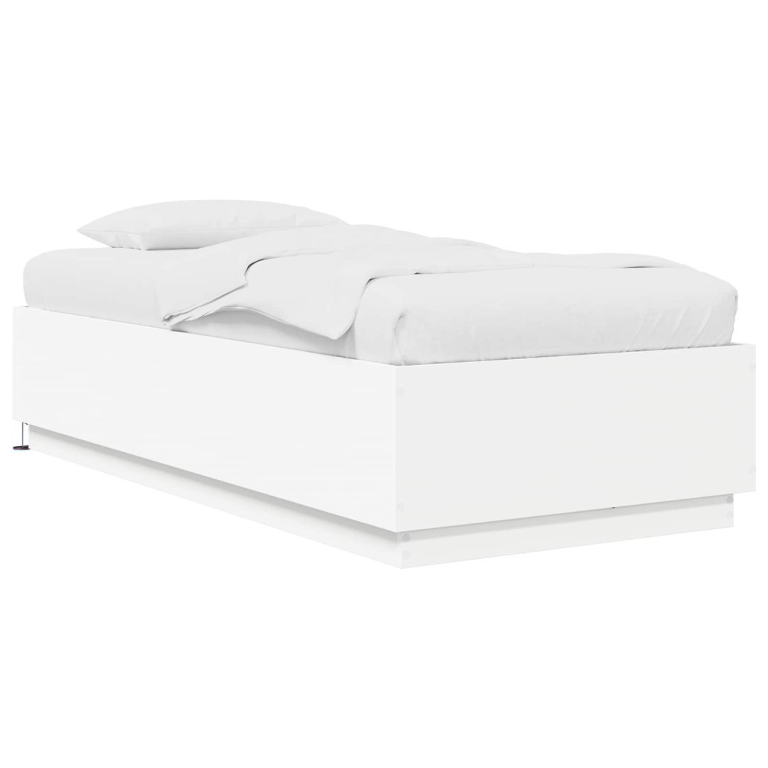 Łóżko z ramą z LED Biały 80 x 200 cm Drewno inżynieryjne