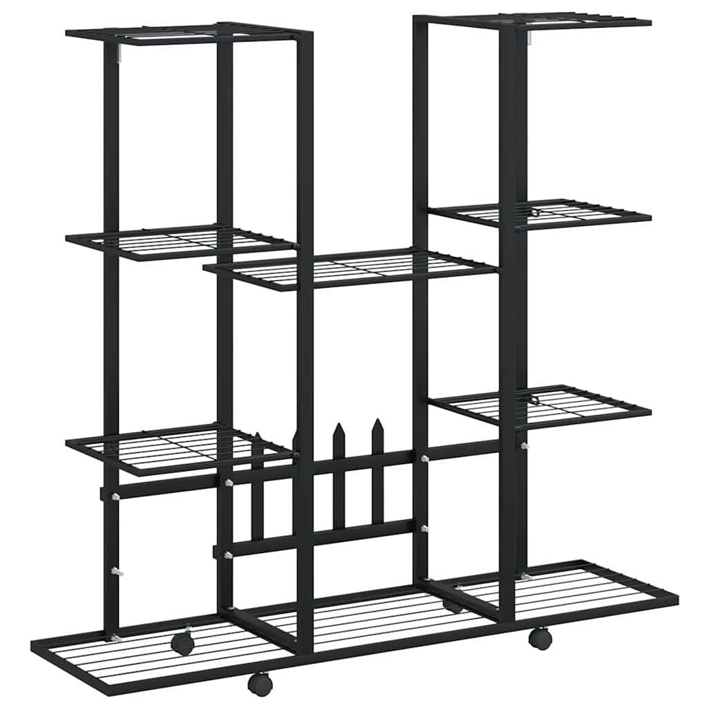 Kwietnik na kółkach, 94,5x24,5x91,5 cm, czarny, żelazo