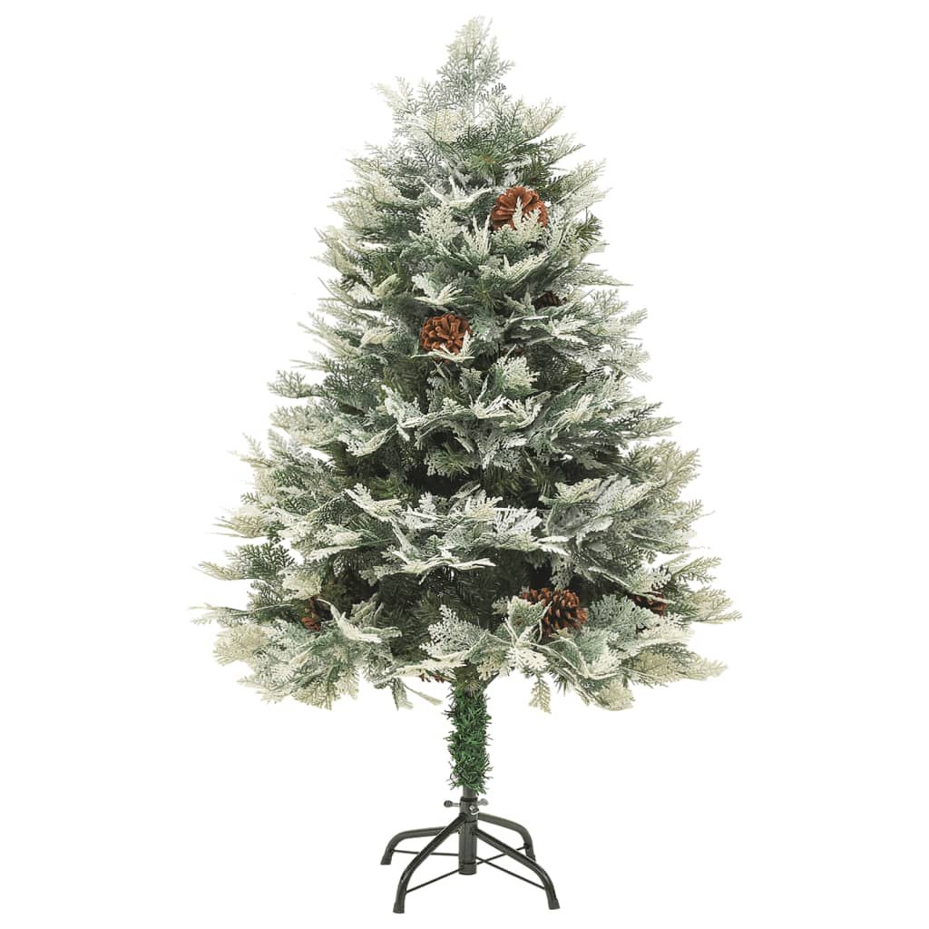 Sztuczna choinka z lampkami i szyszkami, zielona 150 cm, PVC/PE