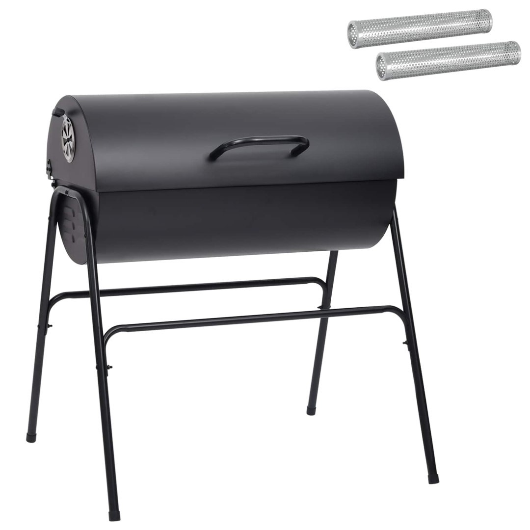 Grill beczkowy z 2 rusztami do gotowania 3 szt. 80 x 73 x 90 cm