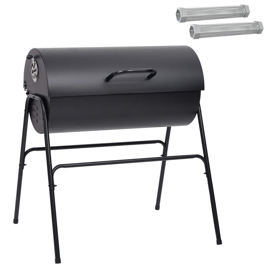 Grill beczkowy z 2 rusztami do gotowania 3 szt. 80 x 73 x 90 cm
