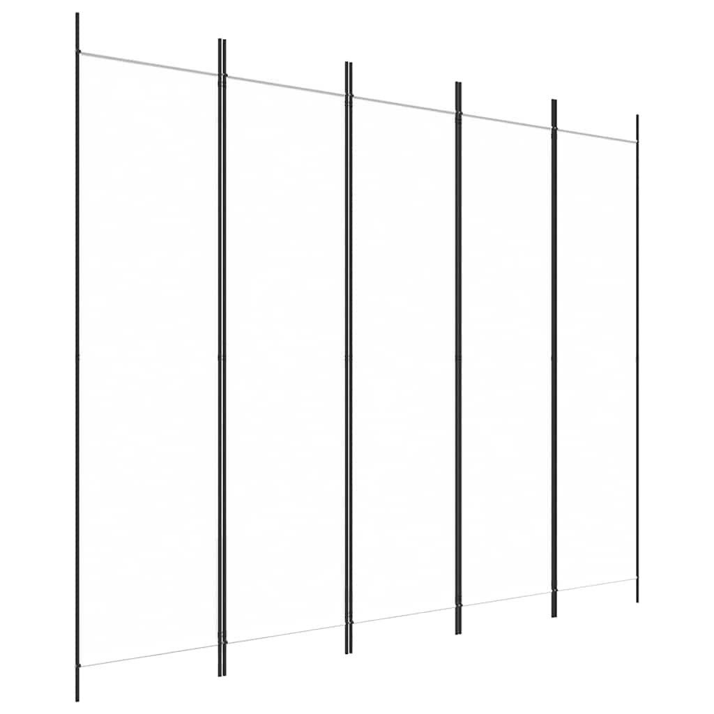 Parawan 5-panelowy, biały, 250x200 cm, tkanina