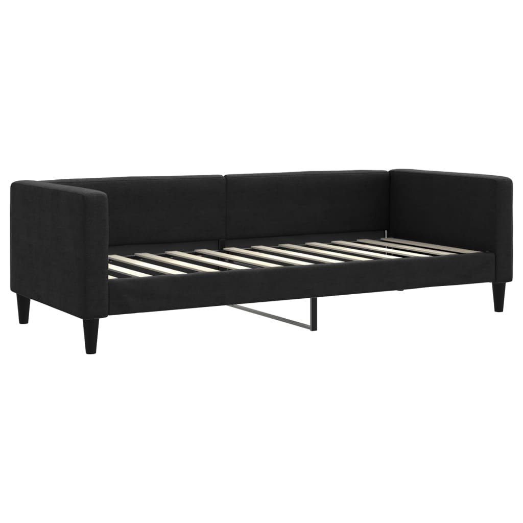 Sofa z funkcją spania, czarna, 80x200 cm, obita tkaniną