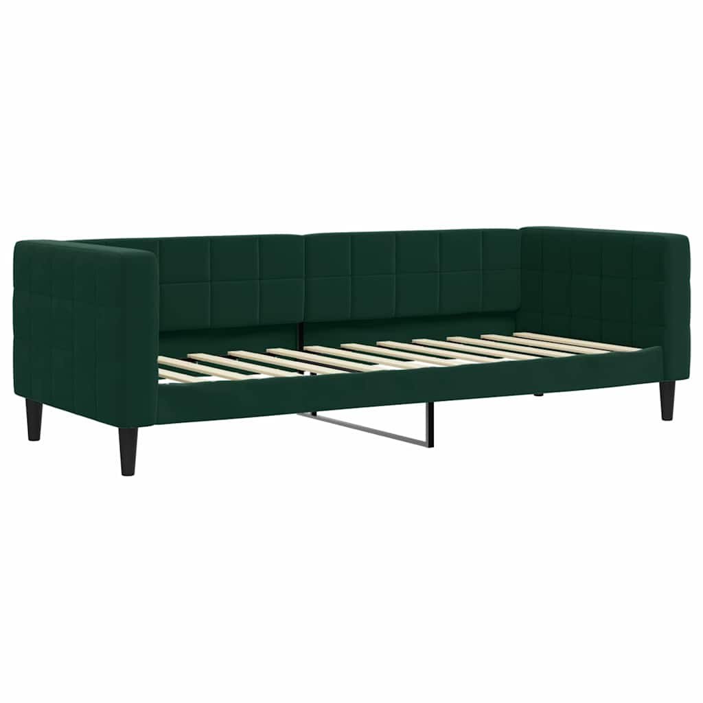 Sofa z funkcją spania, ciemnozielona, 80x200 cm, aksamitna